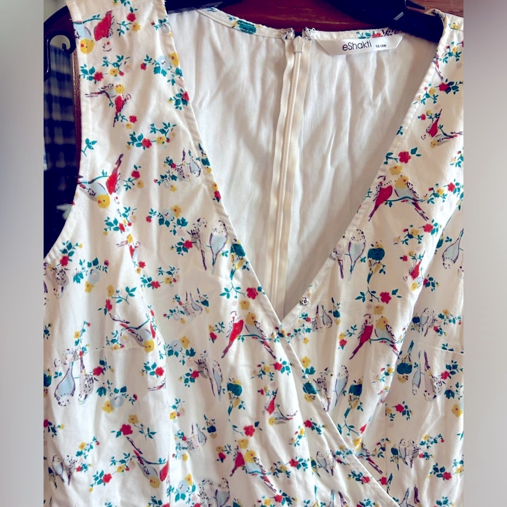 EShakti Cotton NWOT Maxi Dress lined 18w colorful Parakeet print